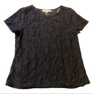 LOFT Black Lace Peplum Blouse